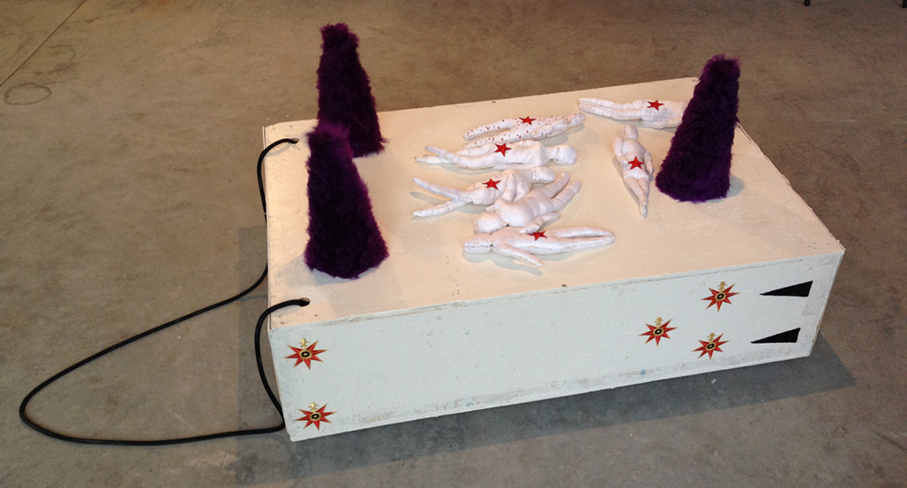 I Too Would Rule The Rules_2014_rolling platform, dyed fur cones, handsewn dollies_variable